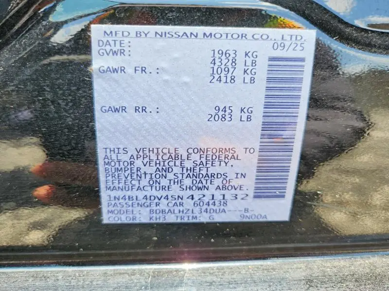 2025 NISSAN ALTIMA SV  