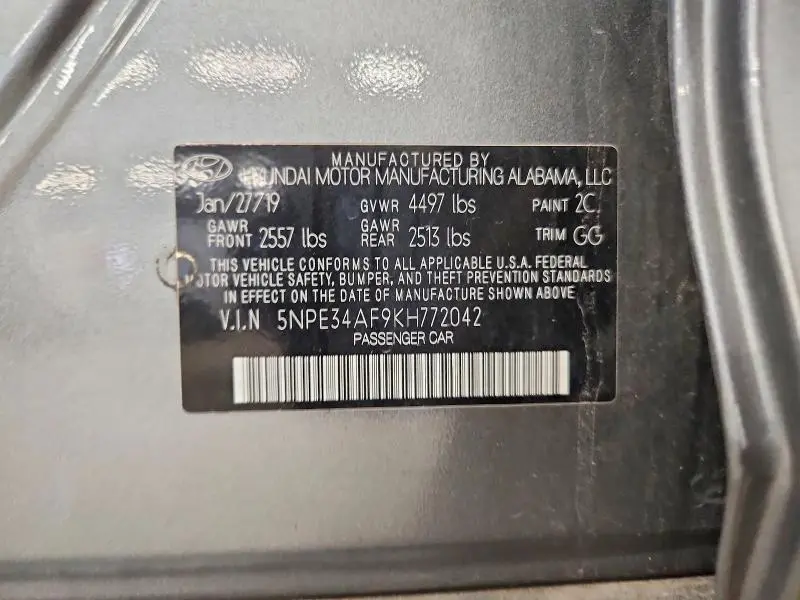 2019 HYUNDAI SONATA SEL  