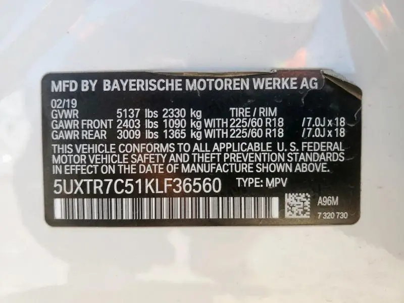 2019 BMW X3 SDRIVE30I  