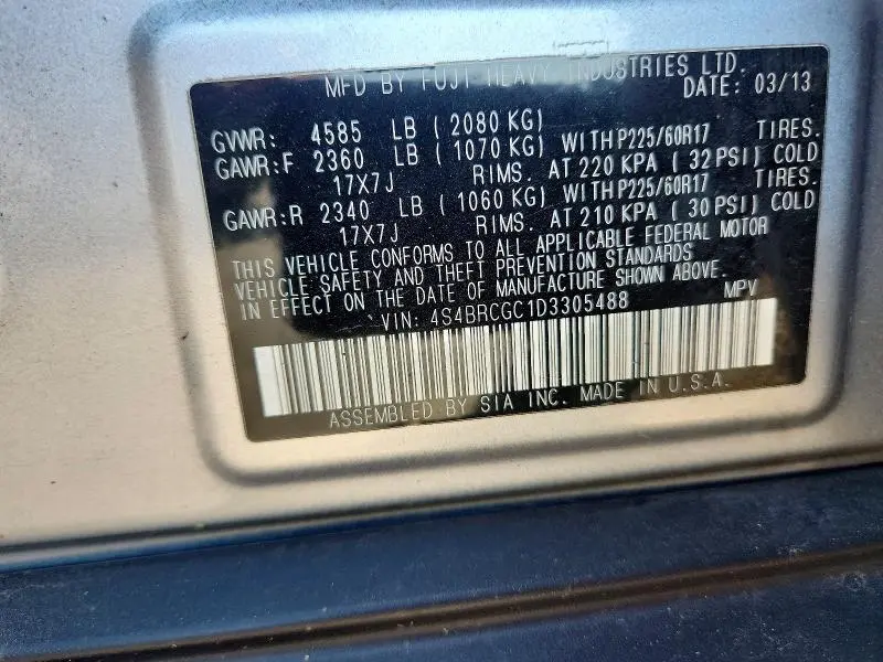 2013 SUBARU OUTBACK 2.5I PREMIUM  