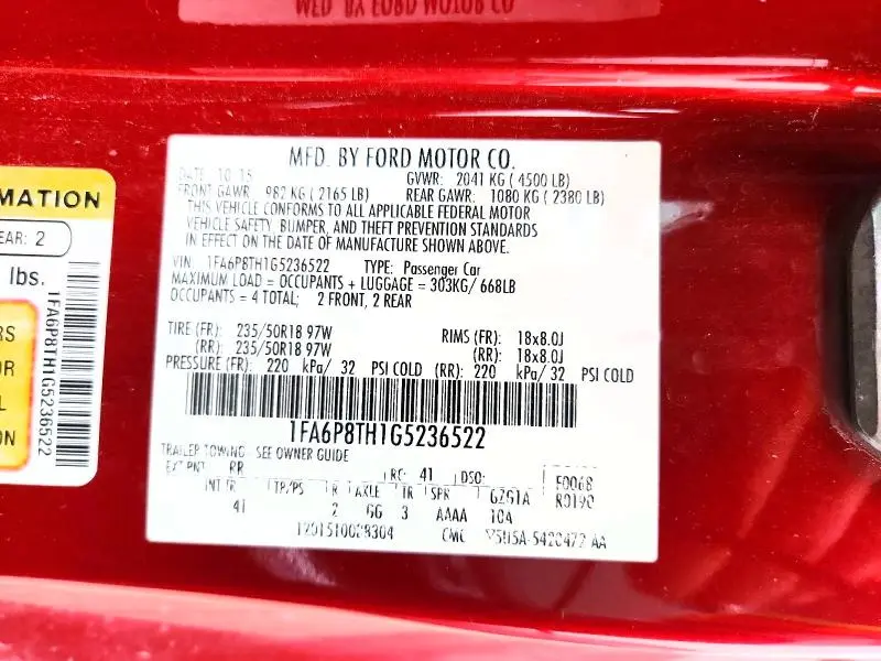 2016 FORD MUSTANG   