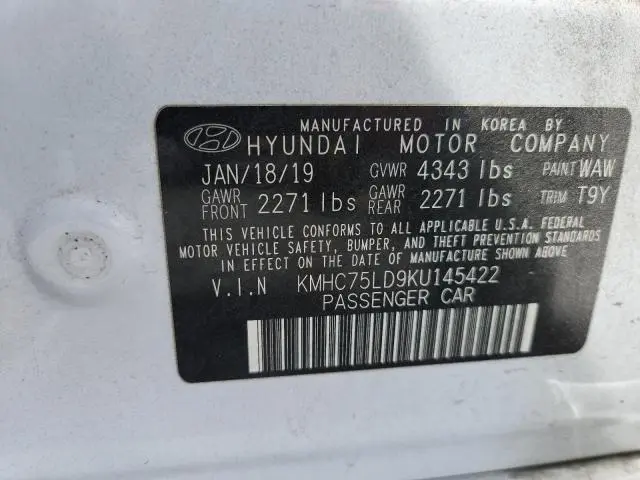2019 HYUNDAI IONIQ LIMITED  