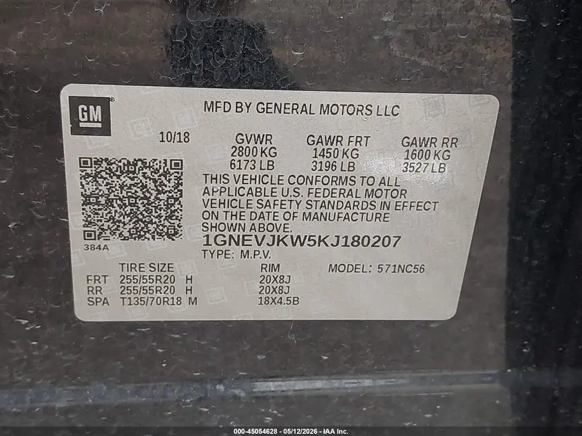 2019 CHEVROLET TRAVERSE RS
