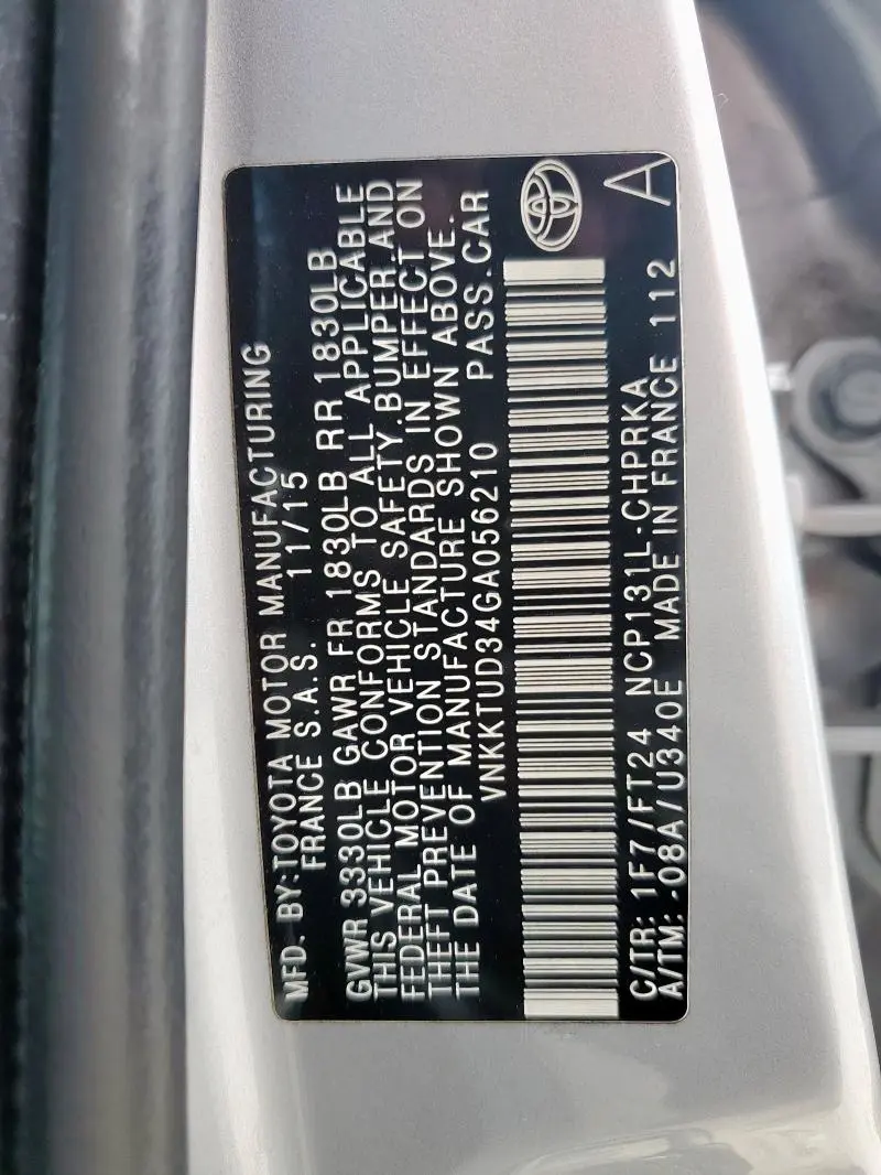 2016 TOYOTA YARIS L  