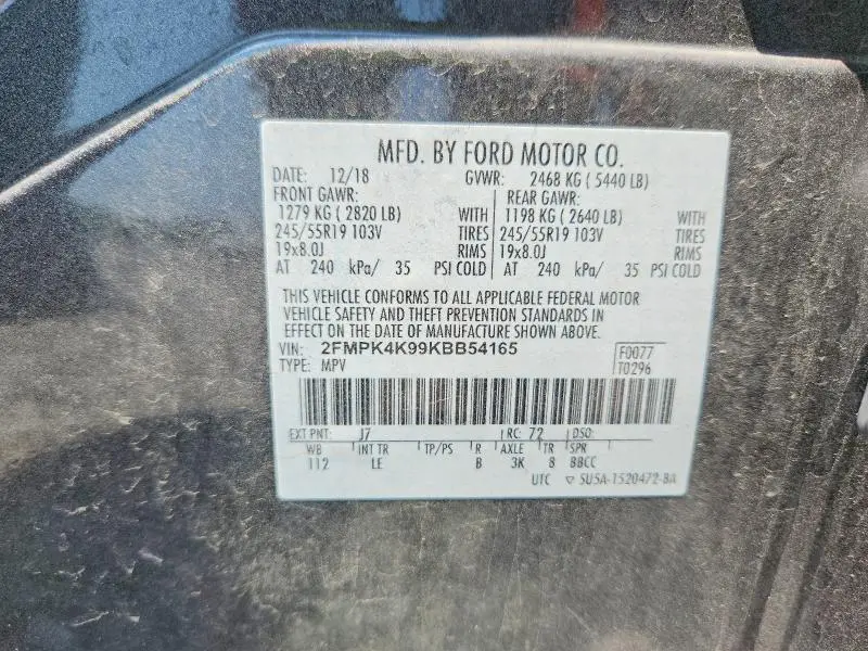 2019 FORD EDGE TITANIUM  