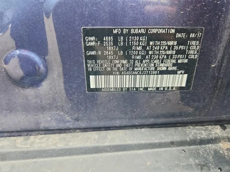 2018 SUBARU OUTBACK 2.5I LIMITED  