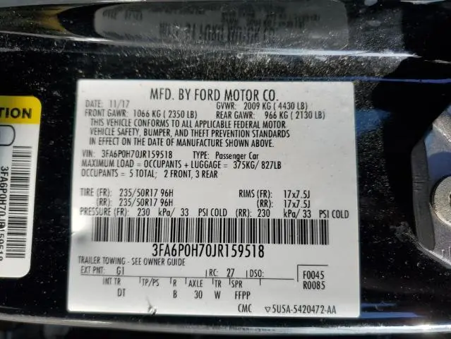 2018 FORD FUSION SE  