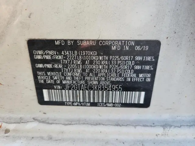 2019 SUBARU CROSSTREK PREMIUM  