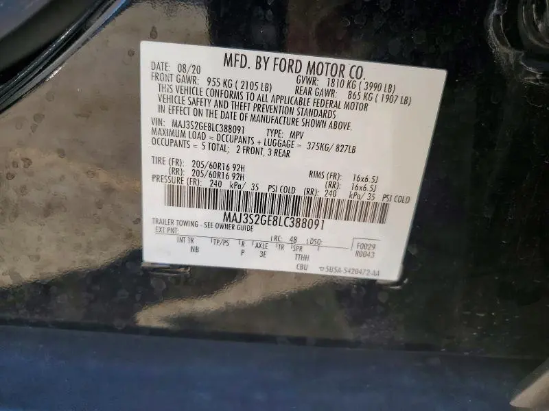 2020 FORD ECOSPORT SE  
