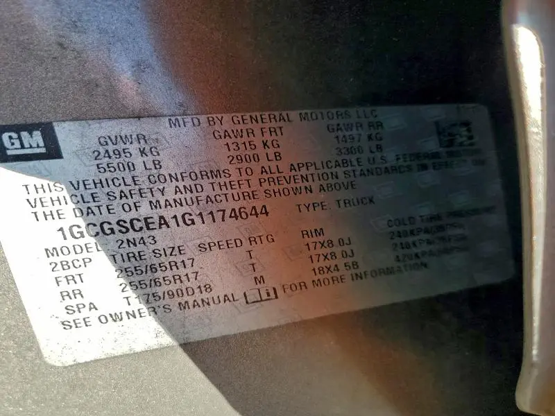 2016 CHEVROLET COLORADO LT  