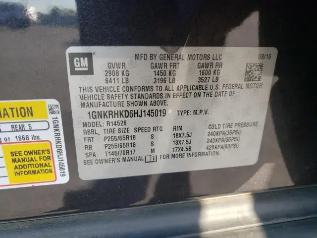 2017 CHEVROLET TRAVERSE LT  