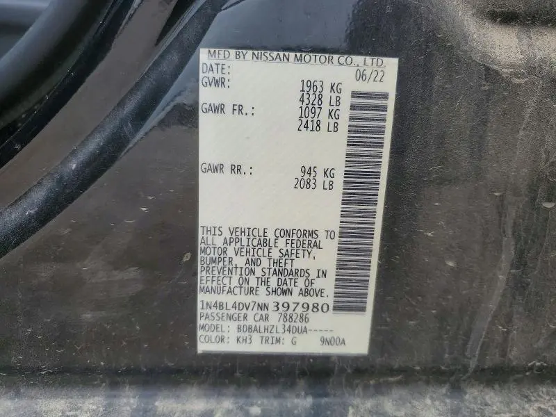 2022 NISSAN ALTIMA SV  