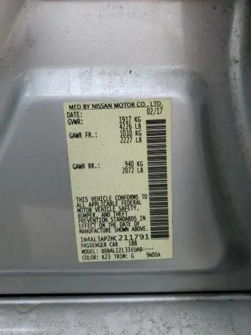 2017 NISSAN ALTIMA 2.5  