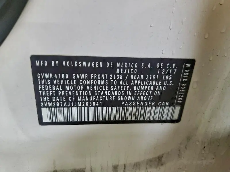 2018 VOLKSWAGEN JETTA S  