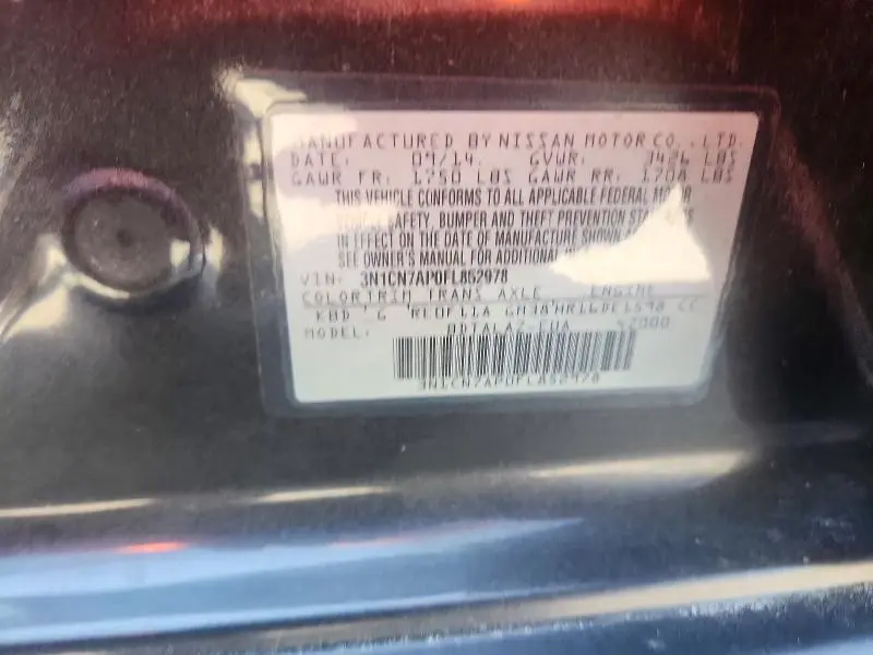 2015 NISSAN VERSA 1.6 S PLUS  