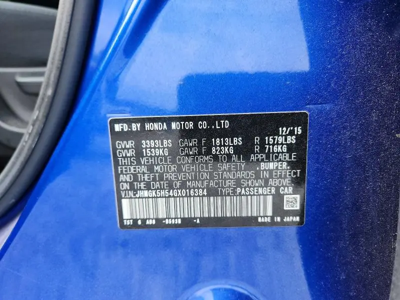 2016 HONDA FIT LX  