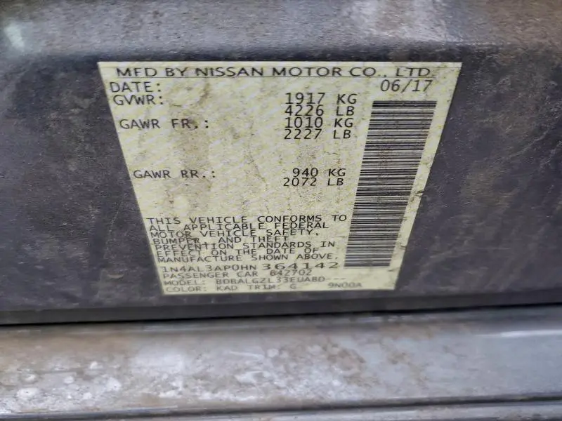 2017 NISSAN ALTIMA 2.5  