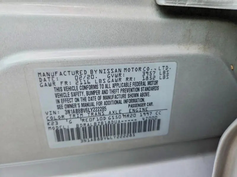 2020 NISSAN SENTRA S  