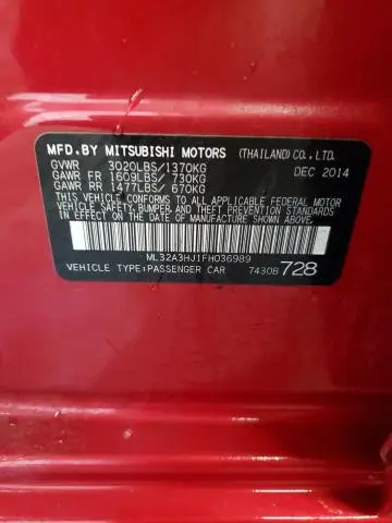 2015 MITSUBISHI MIRAGE DE
