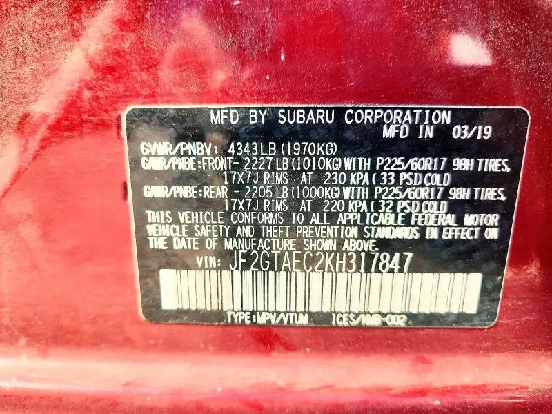 2019 SUBARU CROSSTREK PREMIUM  