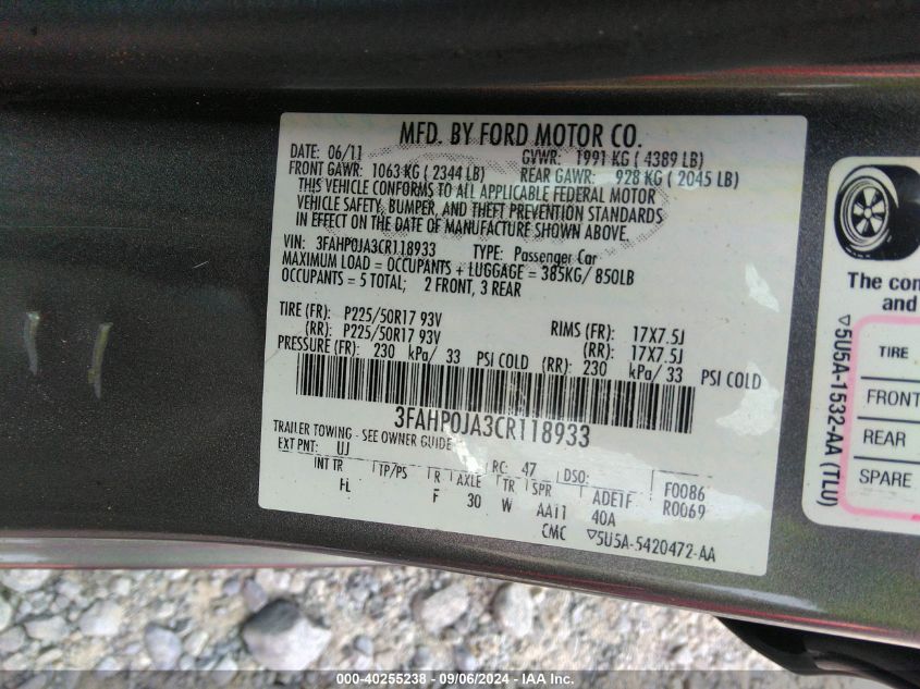 2012 FORD FUSION SEL