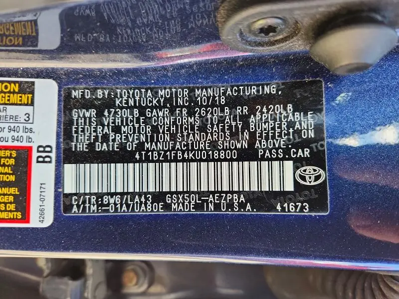 2019 TOYOTA AVALON LIMITED  