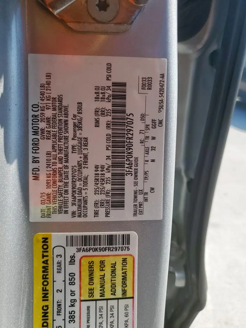 2015 FORD FUSION TITANIUM  