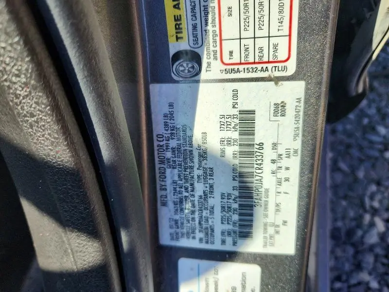 2012 FORD FUSION SEL  