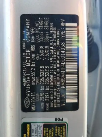 2013 HYUNDAI SANTA FE GLS  