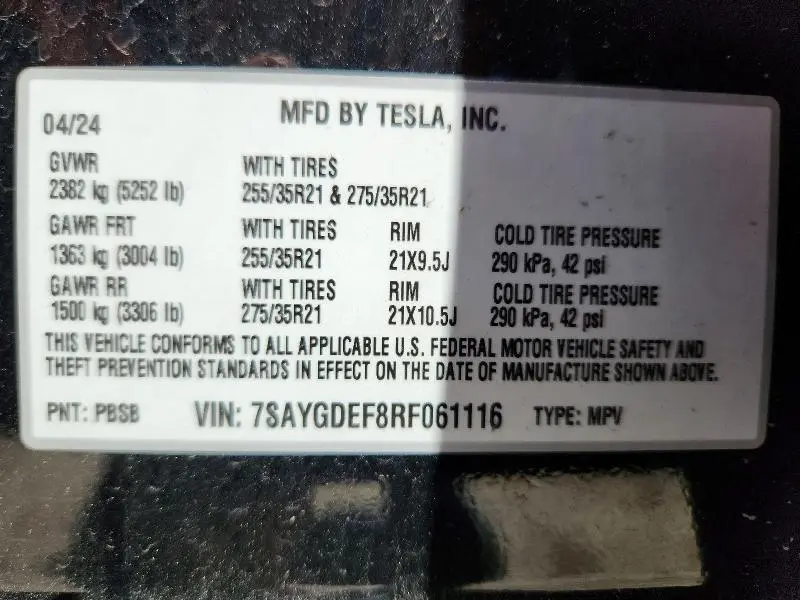 2024 TESLA MODEL Y   