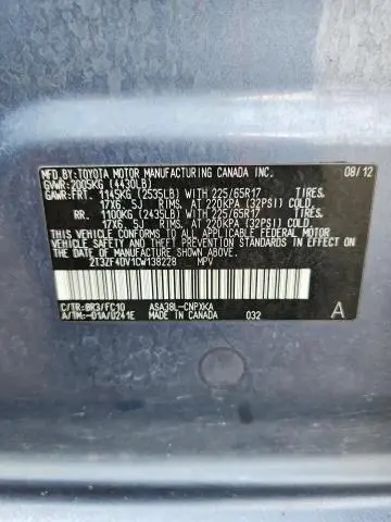 2012 TOYOTA RAV4 BASE  