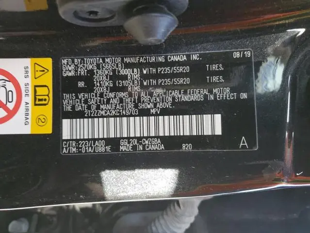 2019 LEXUS RX 350 BASE  