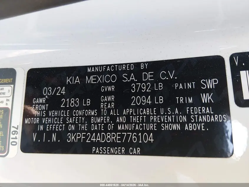 2024 KIA FORTE LXS
