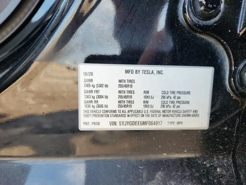 2021 TESLA MODEL Y   