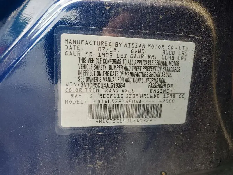 2018 NISSAN KICKS SV  