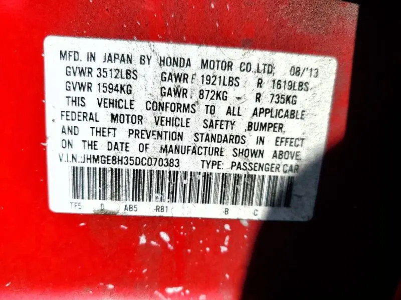 2013 HONDA FIT   