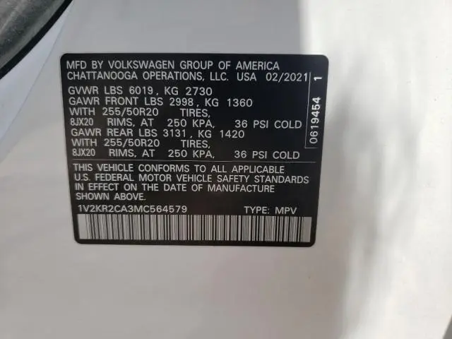 2021 VOLKSWAGEN ATLAS SE  