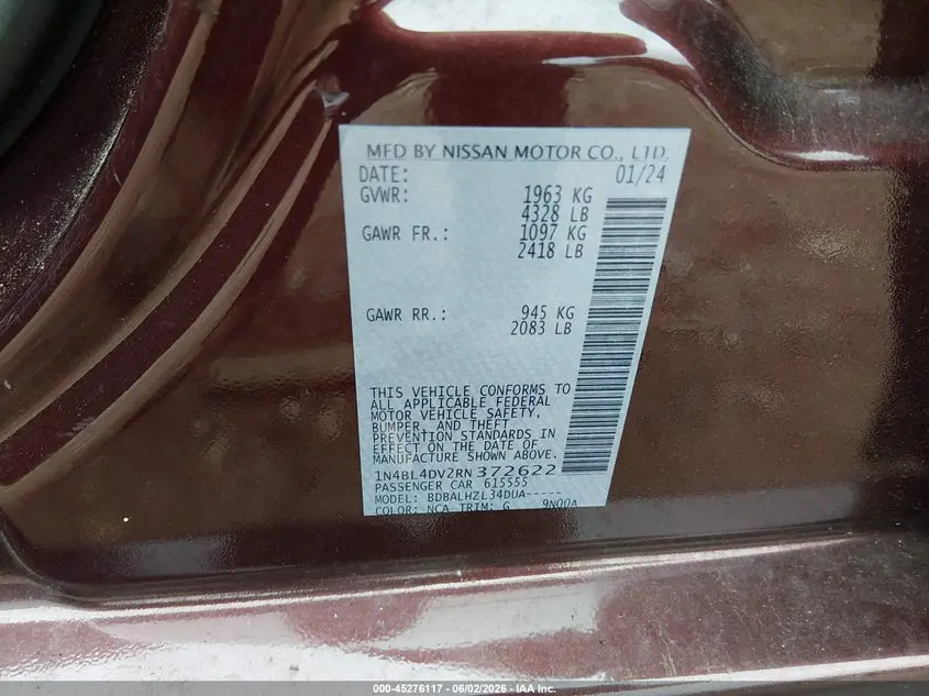 2024 NISSAN ALTIMA SV FWD