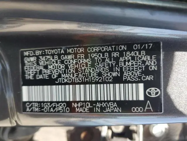 2017 TOYOTA PRIUS C   