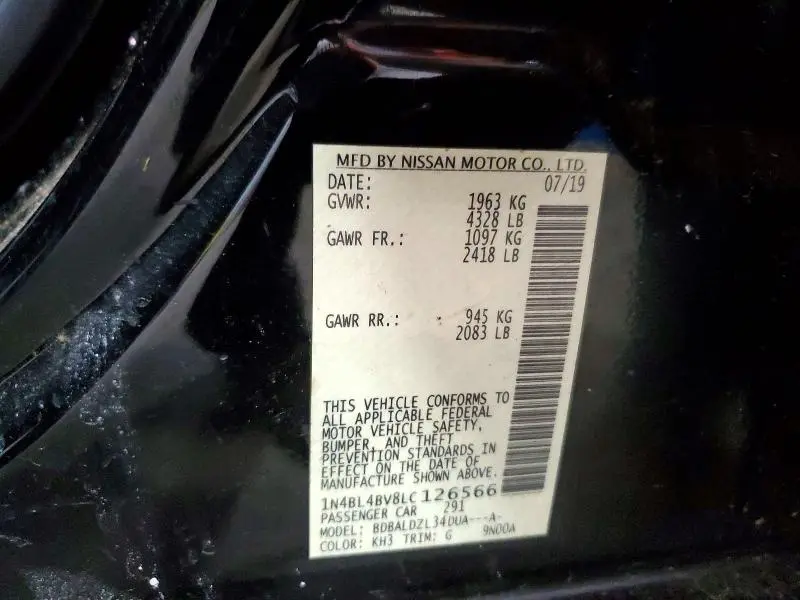 2020 NISSAN ALTIMA S  