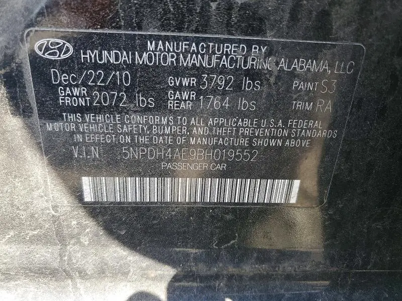 2011 HYUNDAI ELANTRA GLS  