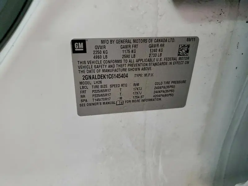 2012 CHEVROLET EQUINOX LT  