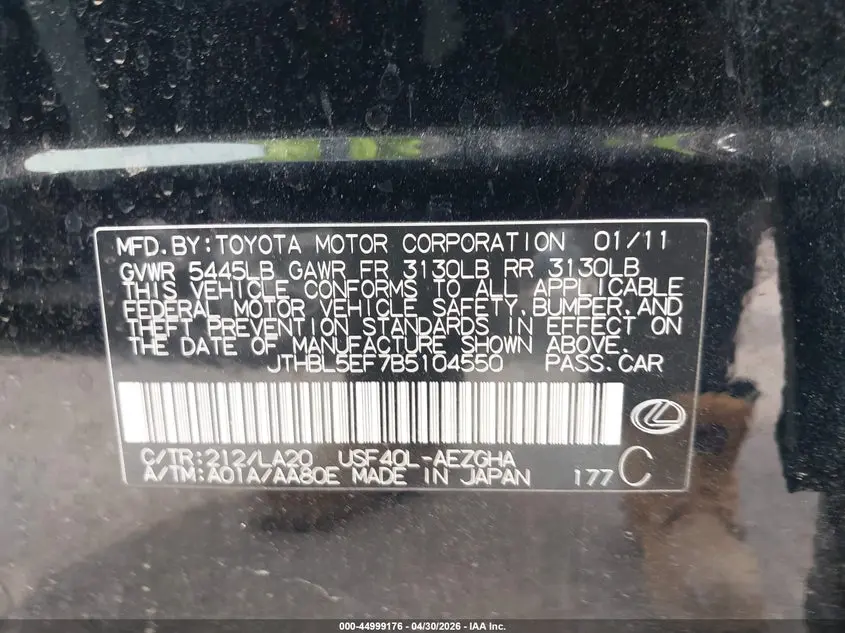 2011 LEXUS LS 460  