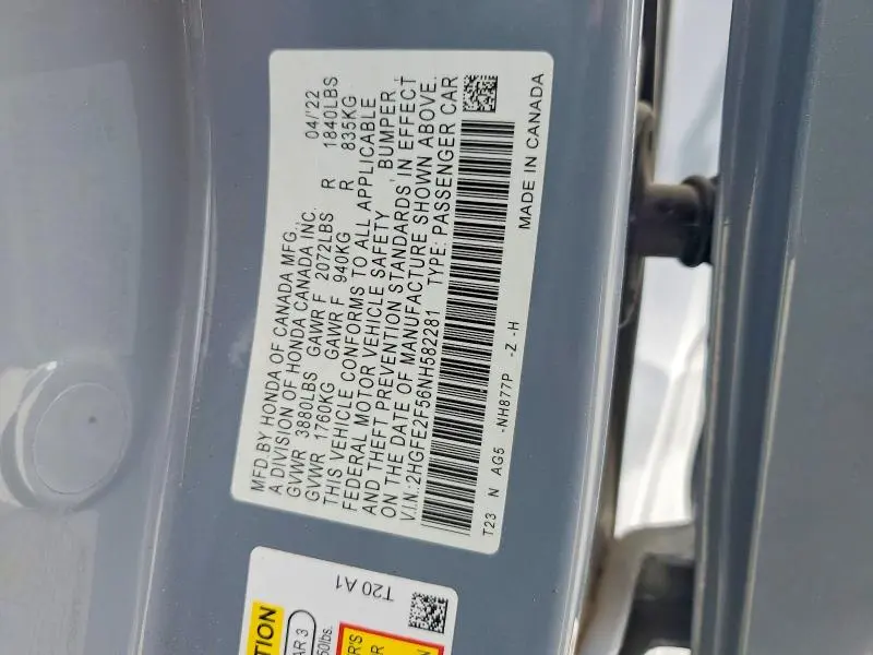 2022 HONDA CIVIC SPORT  