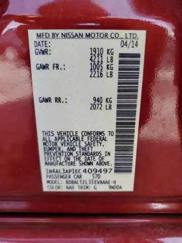 2014 NISSAN ALTIMA 2.5  