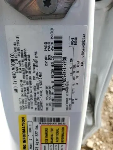 2019 FORD FUSION TITANIUM  