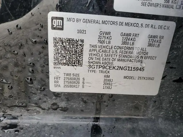 2022 GMC SIERRA LIMITED K1500 ELEVATION  