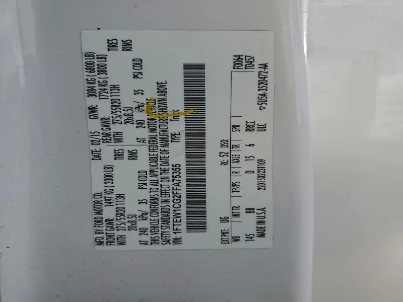 2015 FORD F150 SUPERCREW  