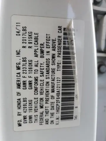 2011 HONDA ACCORD SE  