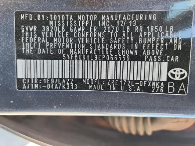 2014 TOYOTA COROLLA L  